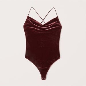 Abercrombie velvet, cowlneck bodysuit